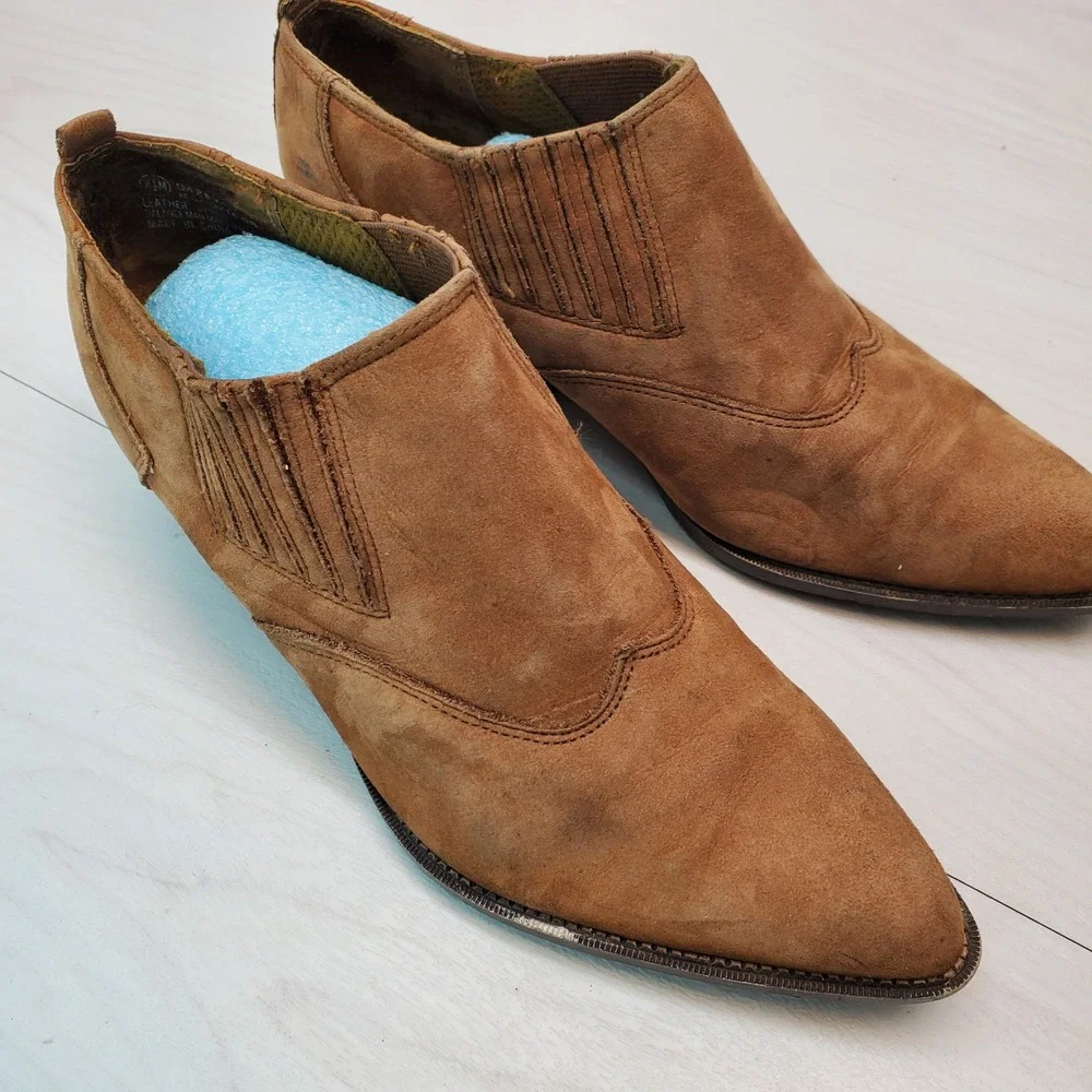 Zodiac‎ Dazey Tan Suede Western Pointed Toe Ankle Boots W 8.5 M Boho Festival